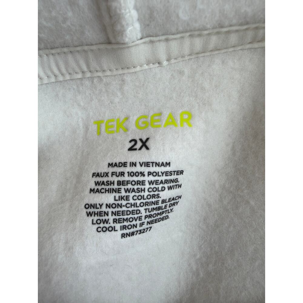 Tek Gear Cream Zip Front Pocket Hooded Sherpa Fleece Jacket Plus Size 2X - Picture 4 of 5
